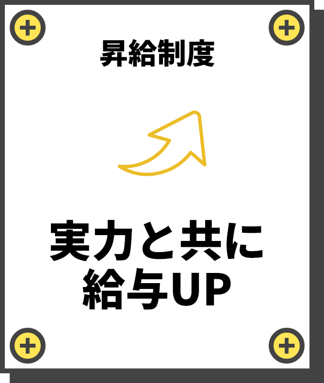 昇給制度　実力と共に
        給与UP